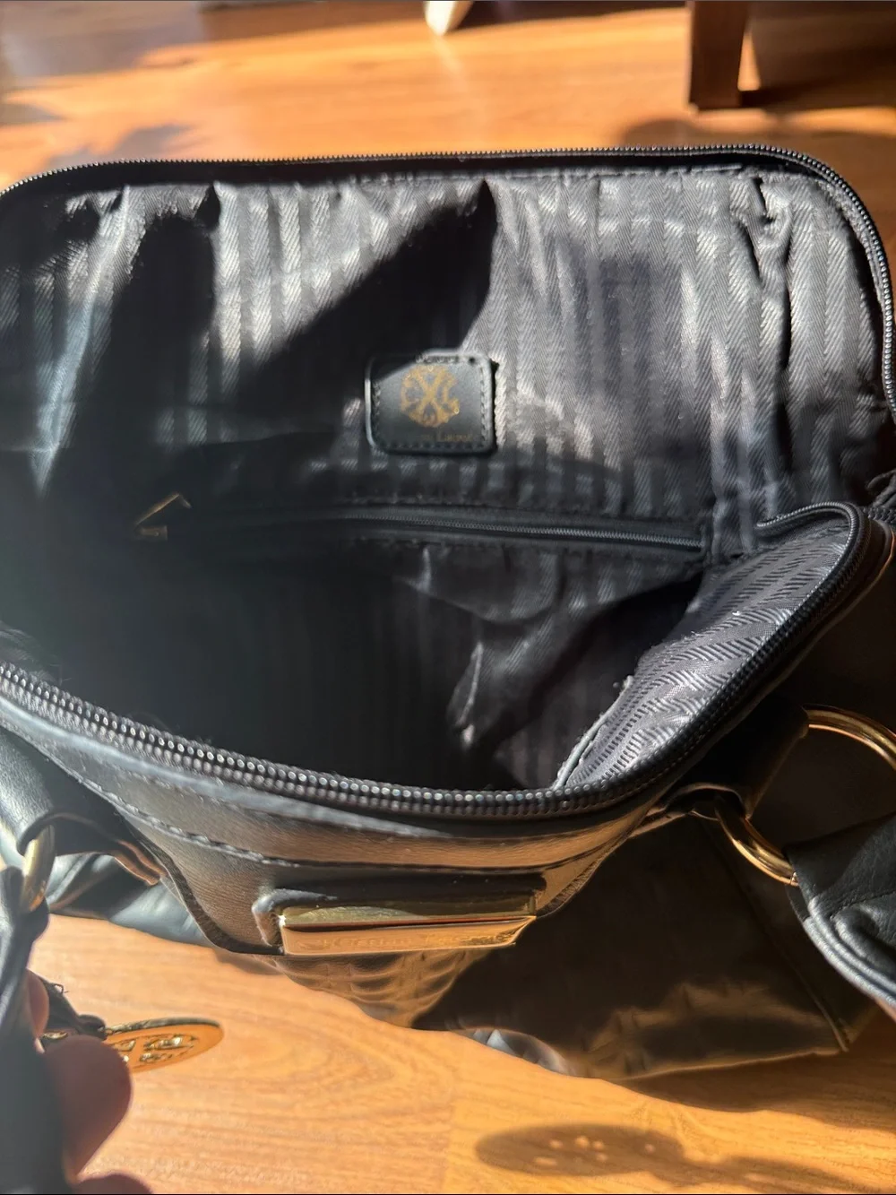 Christian Lacroix Black Quilted Satchel with Gold Charm